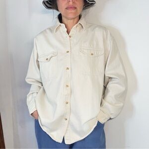 VINTAGE 90s Andrews Blues Cream Cotton Button-Up Shirt